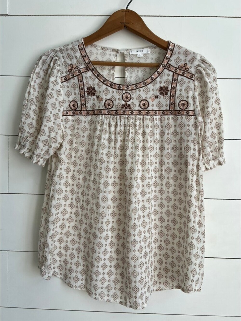 Embroidered Bohemian Blouse Women's L Fall Coquette Cottagecore